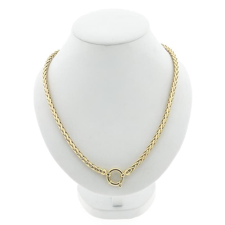 Gouden vossenstaart schakelcollier (Ketting), Sieraden, Tassen en Uiterlijk, Kettingen, Overige kleuren, Gebruikt, Goud, Ophalen of Verzenden