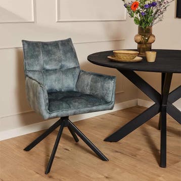 Eetkamerstoel Dani Draaibaar Blauw Velvet | Starfurn, Ophalen of Verzenden, Nieuw