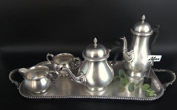Barker-Ellis - Koffie- en theeservies (5) - .925 zilver, Antiek en Kunst