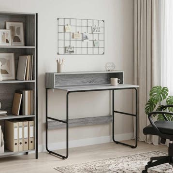 vidaXL Bureau met opbergruimte Grijs Sonoma 100 x 50 x 91 cm, Verzenden, Nieuw