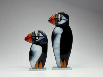 Studio Habrat - Beeldje - Puffin (2) - fusie, Antiek en Kunst, Antiek | Glas en Kristal