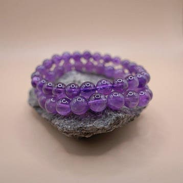 Rustgevende amethist 2-delige armband - Breedte: 8.4 mm-