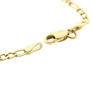 Gouden figaroschakel kinderarmband met graveerplaatje | 1..., Ophalen of Verzenden, Gebruikt, Goud, Goud