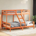 vidaXL Stapelbed massief grenenhout wasbruin 90x200/140x200, 90 cm, Eenpersoons, Bruin, Verzenden