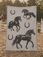 Exclusieve plaid-tapijt Equestre in katoen jacquard -