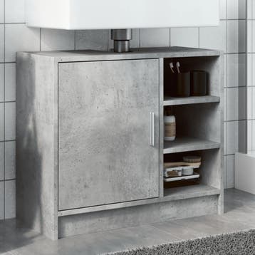 vidaXL Wastafelkast 63x29x55 cm bewerkt hout betongrijs, Verzenden, Nieuw, Wastafelkast, Minder dan 100 cm