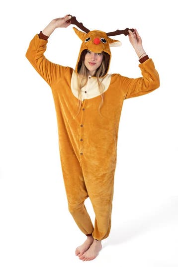 Onesie Rendier Pak XL-XXL Rendierenpak Kostuum Bruin Eland H, Carnaval, Ophalen of Verzenden, Kleding, Maat 56/58 (XL)