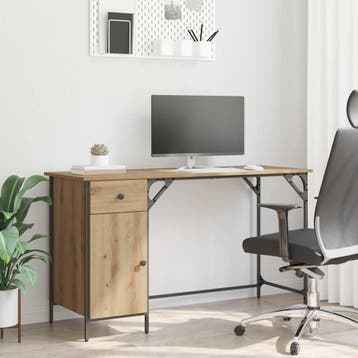 vidaXL Computerbureau Artisan Eiken 131 x 48 x 75 cm Bewerkt, Verzenden, Nieuw