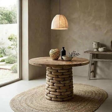 Eettafel Sem Rond | Massief Suarhout & Teakhout Poot - 120cm, Ophalen of Verzenden, Nieuw