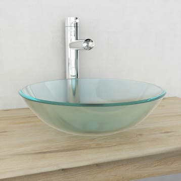 vidaXL Wasbak gehard glas 42 cm matglas, Verzenden, Nieuw