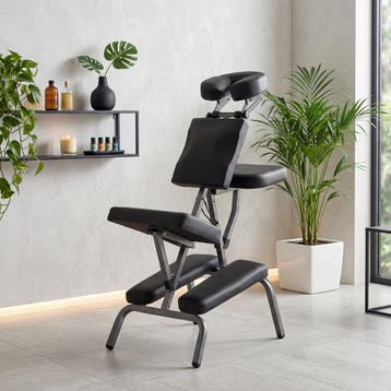 Massagestoel van imitatieleer - zwart, Sport en Fitness, Verzenden, Nieuw