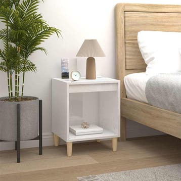 vidaXL Nachtkastje 40x35x50 cm bewerkt hout hoogglans wit, Minder dan 45 cm, Verzenden, Nieuw, Minder dan 55 cm