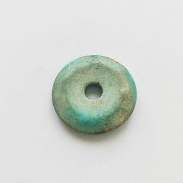 Oud-Tibetaans turkoois Ronde Ritueel Bi Disc Kraal Talisman