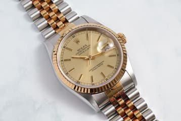 Rolex Datejust 36 16233 Champagne Wijzerplaat 1996, Staal, Polshorloge, Ophalen of Verzenden, Zo goed als nieuw