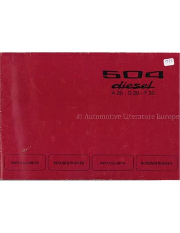 1975 PEUGEOT 504 BIJLAGE INSTRUCTIEBOEKJE