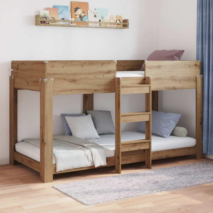 vidaXL Bunk Bed voor Kinderen Artisan Eiken 80 x 200 cm, Huis en Inrichting, Slaapkamer | Bedden, Bruin, Nieuw, Hout, Verzenden