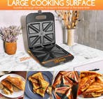 Tosti apparaat - Tosti ijzer - Sandwich maker - 1400W - Zwar, Witgoed en Apparatuur, Contactgrills, Verzenden, Zo goed als nieuw