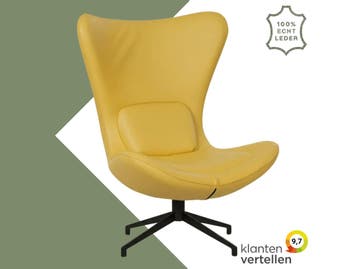 Leren draaifauteuil Soul - Toledo Giallo (geel) - Stervoet, Bohemian, Modern, Scandinavisch, Nieuw, Ophalen of Verzenden, 75 tot 100 cm