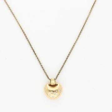 Halsketting - 14 karaat Geel goud Diamant (Natuurlijk), Sieraden, Tassen en Uiterlijk, Kettingen, Nieuw