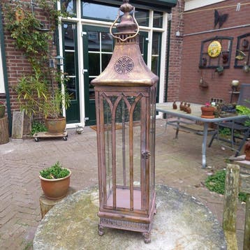 Lantaarn - Large Candle Lantern - 73 cm - Glas, Metaal