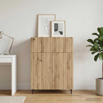 vidaXL Dressoir Artisanaal eiken 66 x 34,5 x 92 cm Bewerkt, Verzenden, Nieuw, Overige houtsoorten, Minder dan 50 cm