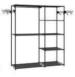 Zwarte Metalen Kledingkast met 8 Planken en Haken, Huis en Inrichting, Kasten | Kledingkasten, Verzenden, Nieuw