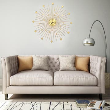 vidaXL Wandklok 70 cm metaal goudkleurig, Huis en Inrichting, Woonaccessoires | Klokken, Verzenden, Nieuw