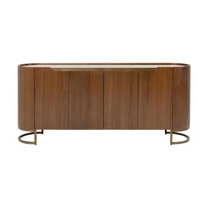 *WOONWINKEL* Kare Design Giorgio Ovaal Dressoir Walnoot En M, Huis en Inrichting, Kasten | Dressoirs, Nieuw, Verzenden