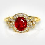 Zonder minimumprijs - Ring - 18 karaat Geel goud, GIA 1,46, Sieraden, Tassen en Uiterlijk, Ringen, Nieuw