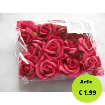 Mini Foam Roos Fuchsia Zelfklevend 2 cm Pak, Ophalen of Verzenden, Nieuw
