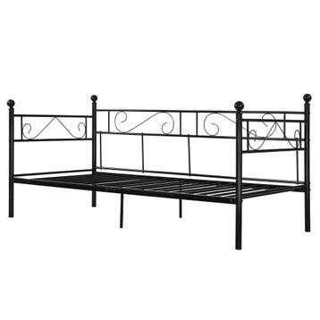 Eenpersoons slaapbank of 3-zitsbank 200x90 cm metaal zwart, Verzenden, Nieuw
