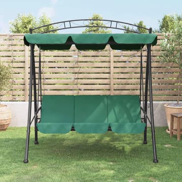vidaXL Schommelbank met luifel 198 cm stof en staal groen, Verzenden, Nieuw