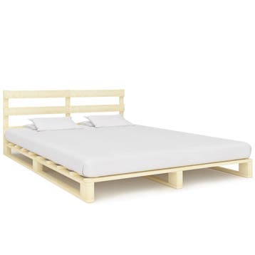 vidaXL Bedframe pallet massief grenenhout 200x200 cm, Huis en Inrichting, Bruin, Verzenden, Overige maten, 200 cm