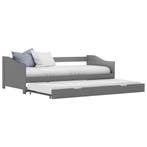 vidaXL Bedbank uittrekbaar grenenhout grijs 90x200 cm, 90 cm, Eenpersoons, Verzenden, Nieuw