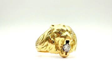 Ring - 18 karaat Geel goud - 0.10ct. tw. Diamant, Nieuw