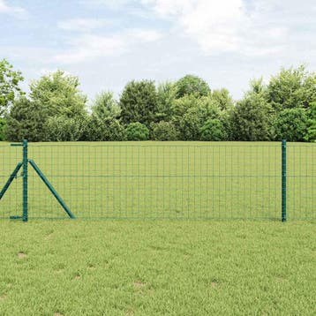 vidaXL ingegraven hekpalen 7 st Groen Gepoedercoat staal, Verzenden, Nieuw
