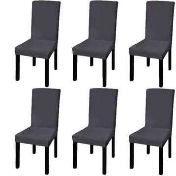 vidaXL Stoelhoezen 6 st stretch recht antracietkleurig, Verzenden, Nieuw