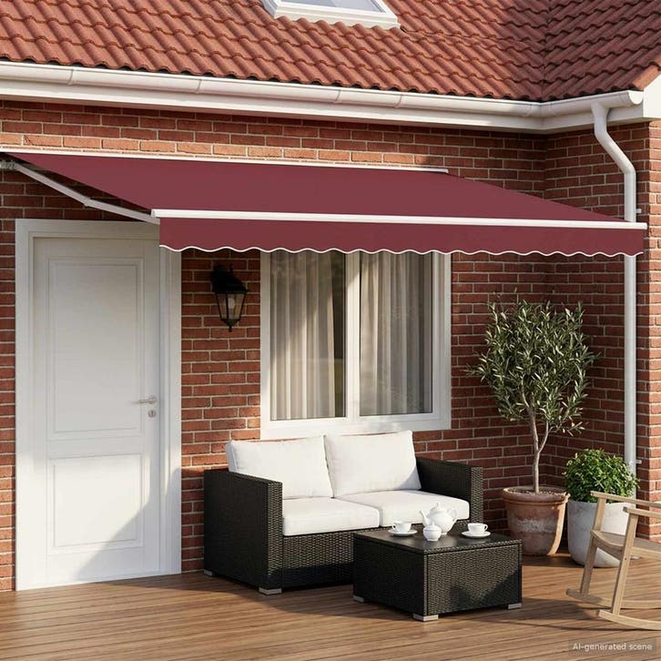 vidaXL Handmatige Luifelhouder met LEDs Bordeauxrood en Wit, Tuin en Terras, Zonneschermen, Nieuw, Verzenden