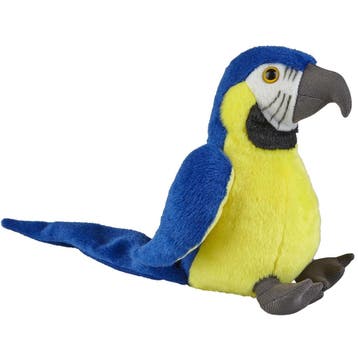 Macaw papegaai knuffel - pluche - 18 cm - blauw/goud, Verzenden, Nieuw