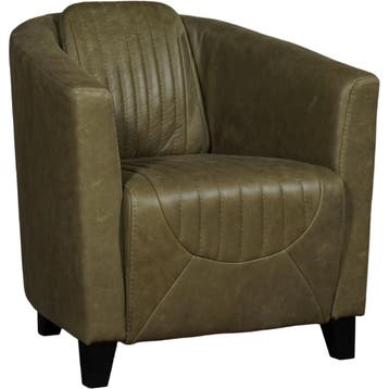 Leren fauteuil Press Special - Vintage Olive (olijf/groen), Huis en Inrichting, Fauteuils, Nieuw, Ophalen of Verzenden, Eigentijds, Klassiek, Retro, Romantisch, Vintage