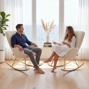 Schommelstoel Swing met stalen glijders en dikke bekleding, Huis en Inrichting, Stoelen, Verzenden, Nieuw