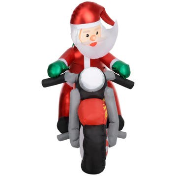 Kerstman Op Motorfiets, Tuindecoratie, LEDs, Opblaasbaar, We, Verzenden, Nieuw