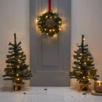 2 verlichte kerstbomen en krans Fraser (h95 x Ø55 cm), Verzenden