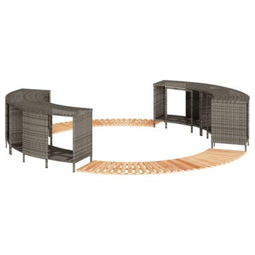 vidaXL Hottub-ombouw poly rattan massief acaciahout grijs, Verzenden, Nieuw