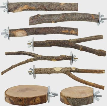 Natuurlijke Houten Papegaai Zitstok Set - Vogelkooi Staande