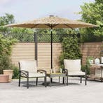 vidaXL Parasol met LEDs en stalen paal 288x288x225 cm bruin, Verzenden, Nieuw, 2 tot 3 meter