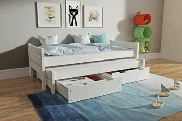 Rockwood® Tienerbed Combi Wit met  2 lattenbodems, matrassen, Ophalen of Verzenden, Nieuw