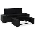 vidaXL 3-delige Loungeset poly rattan zwart, Verzenden, Nieuw, Loungeset