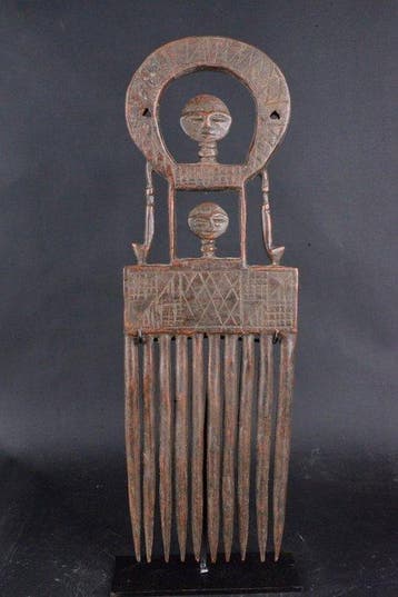 Houten kam op een metalen sokkel - Ashanti - Ghana