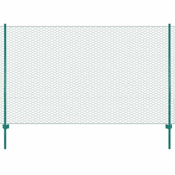 vidaXL Draadgaashek met palen 25x1,5 m staal groen, Verzenden, Nieuw, IJzer, 1 tot 2 meter